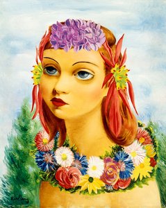 Kvinna med blommor av Moise Kisling