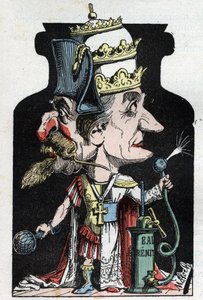Allegorie du Concordat (tecken mellan Pius VII och Bonaparte) från 1801 representerad av Moloch som en kompressionsanordning med Napoleon III och påven