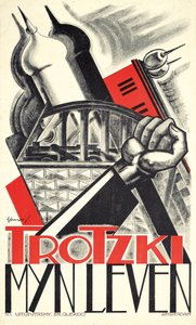 Affisch med reklam för Leon Trotskijs självbiografi "Mitt liv" (1930)