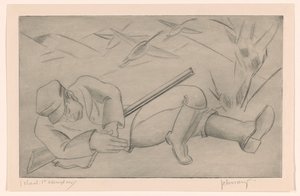 sovande jägare av Mommie Schwarz (signed by artist)