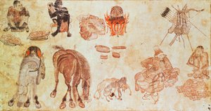 Mongoliskt nomadläger (vellum)