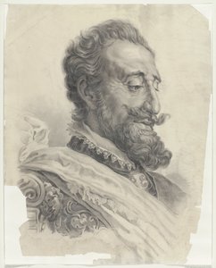 Manshuvud, med skägg, till höger Bellegarde (titel på objekt) av Monogrammist AC