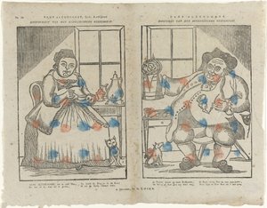 Trijn Antijddorst, Född: Koffijlief. / Chef för kaffesysterbolaget. / Hans Altyddorst. / Chieftain of the Beer Drinking Company (titel på objektet) av Monogrammist B (prentmaker)
