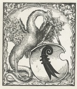 Drake med Basels vapen av Monogrammist DS (graveur) (attributed to)
