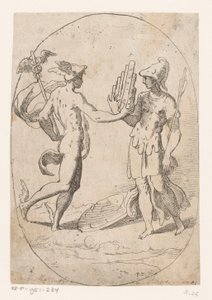 Mercury en Bellona av Monogrammist FP (Italië; 16e eeuw)