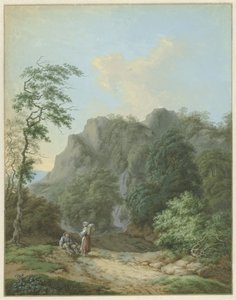 Landskap med en sittande man och en stående kvinna av Monogrammist FWH (possibly)