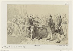 William V hedrar hjältarna i sjöslaget vid Dogger Bank, 1781 av Monogrammist IHM