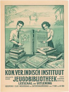 Affisch för ungdomsbiblioteket vid Koninklijke Vereniging Indisch Instituut i Amsterdam av Monogrammist WB