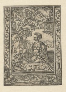Vanitas Herre och kvinna med skalle av Monogrammist XXX met L (attributed to)