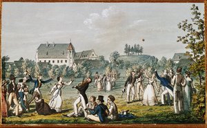 En bollmatch i Atzenbrugg ... (etsning) av Moritz Ludwig von Schwind