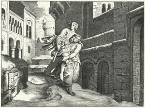 Einhard och Emma (gravyr) av Moritz Ludwig von Schwind