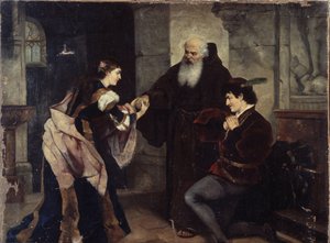 Bröllopet av Romeo och Julia. Scen inspirerad av pjäsen av William Shakespeare (1564-1616). Målning av Moritz Ludwig von Schwind (1804-1871), olja på duk, österrikisk konst, mitten av 1800-talet, romantik. Museum för historia och konst, Cherep