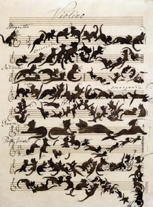 The Symphony of the Cat (Die Katzensymphony) teckning av Moritz von Schwind från 1868. Staatliche Kunsthalle Karlsruhe.