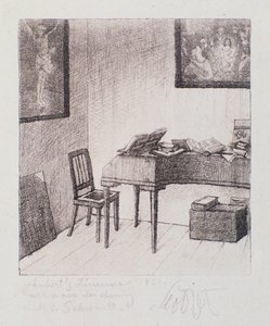 Utsikt över Franz Schuberts rum (negravering) av Moritz Ludwig von Schwind