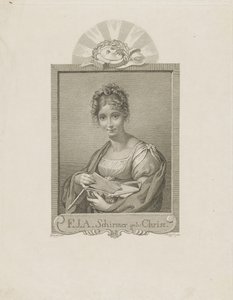 Porträtt av skådespelerskan Friederike Schirmer, född Christ 1785-1833, ca. 1830 av Moritz Retzsch
