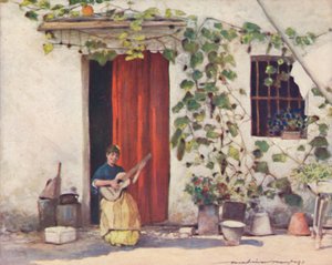 En innergård, Sevilla, 1903. av Mortimer L Menpes