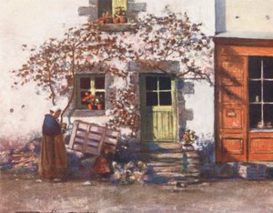 En stuga i Rochefort-en-Terre (färglitografi) av Mortimer Ludington Menpes