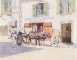 En sandkärra på kajen i Pont-Aven (färglitografi) av Mortimer Ludington Menpes