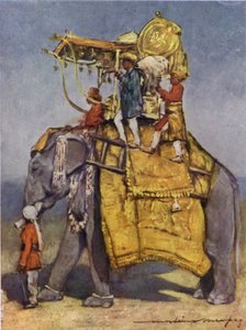 En statselefant i alla dess fångster (färg litho)