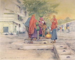 Vid fontänen, Jeypore, 1905 av Mortimer Ludington Menpes