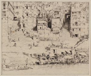 Staden vid Ganges (etsning) av Mortimer Ludington Menpes