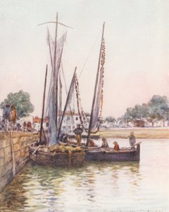 Fiskebåtar, Concarneau (färglitografi) av Mortimer Ludington Menpes