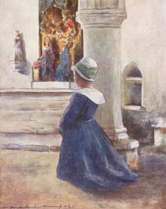 I kyrkan (färglitografi) av Mortimer Ludington Menpes