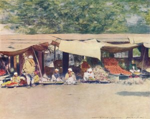 Marknadsdag i Peshawur, 1905 av Mortimer Ludington Menpes