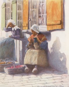 På kajen i Pont-Aven (färglitografi) av Mortimer Ludington Menpes