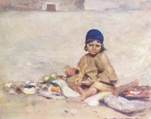 Världens barn: Cashmere, Sitting Still (färglitografi) av Mortimer Ludington Menpes