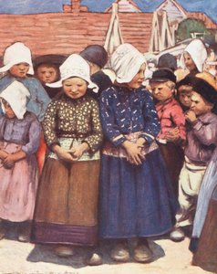Världens barn: Holländska, alla på rad (färglitografi)