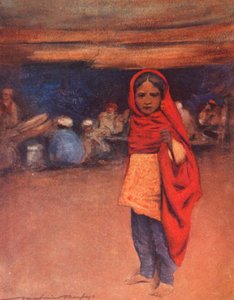 Världens barn: Indian, slutet av dagen (färglitografi) av Mortimer Ludington Menpes