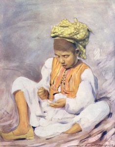 Världens barn: Indian, tränga pärlor (färglitografi) av Mortimer Ludington Menpes