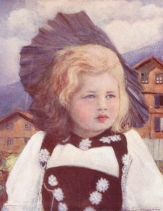 Världens barn: Schweiz, en baby från Interlaken (färglitografi)