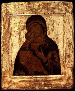 Ikon för Jungfrun av Vladimir, tidigt 1600-tal (bladguld och tempera på panel)