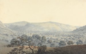 Avlägsen utsikt över Llandrillo av Moses Griffith