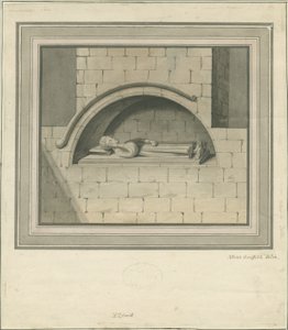 Elford Church - "The Stanley Monument": akvarellteckning, nd [? 1700-talet] av Moses Griffiths