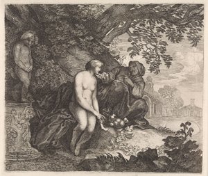 Vertumnus försöker förföra Pomona av Moyses van Wtenbrouck