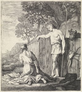 Washerwoman och herde vid en bäck