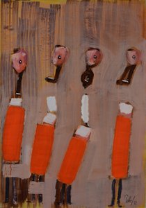 Orange abstrakta figurer