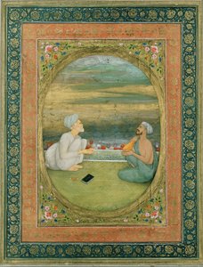 En mulla och en musiker, ca 1640-1650 av Mughal School