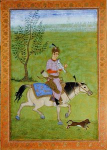 En prins på hästryggen, från Large Clive Album (akvarell på papper) av Mughal School