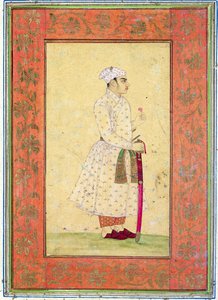 En ung adelsman från Mughal-hovet, från Large Clive Album (tonad teckning med wc på papper) av Mughal School