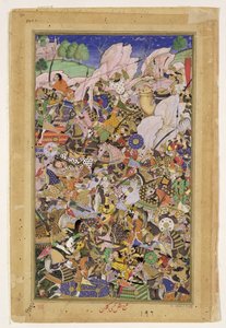 Slaget vid Bundi, från Akbarnama, ca 1590