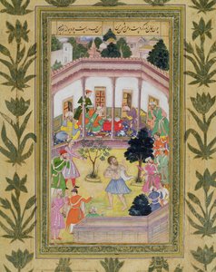 Störning av en galning vid en social sammankomst, från Small Clive Album (ogenomskinlig wc på papper) av Mughal School