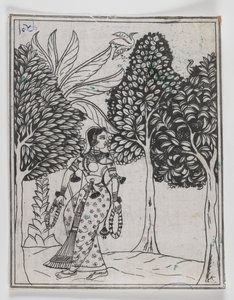 Kamod Ragini, 1605-1610 (bläck på papper) av Mughal School