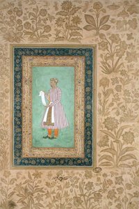 Porträtt av Murtaza Khan som håller en rulle, ca 1610 (gouache på pergament) av Mughal School