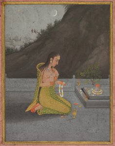 Eine Nachtszene von Shiva Puja, um 1760-70