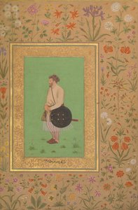 Porträtt av Khan under Bahadur Nusrat Jung, Folio från Shah Jahan Album, Verso: Ka. 1640. av Murad