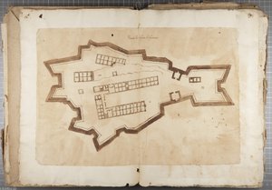 Portfölj med teckningar av Mutio Oddi från Urbino och andra - Port of Fuentes, c.1635-40 (penna och bläck på papper i inbunden volym)